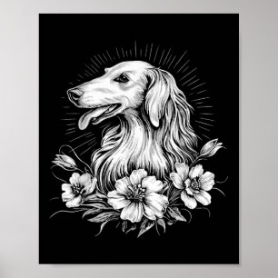 Retro Borzoi Dog Lover Tattoo Style _1  Poster