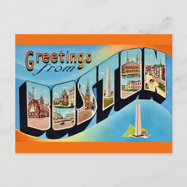 Retro Boston Greeting Postcard (Front)