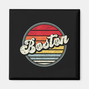 Retro Boston Home State Cool 70s Style Sunset Men Magnet