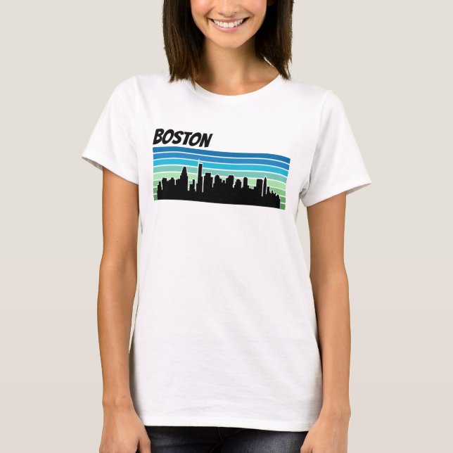 Retro Boston Skyline T-Shirt (Front)