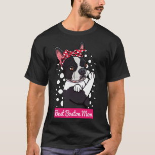 Retro Boston Terrier Dog Mom Cartoon T-Shirt