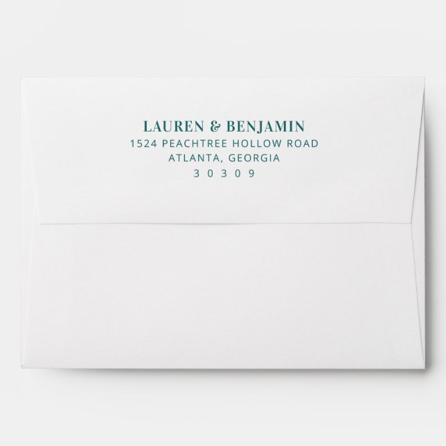 Retro Botanica and Teal Wedding Envelope (Back (Top Flap))