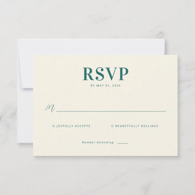 Retro Botanica and Teal Wedding RSVP Card (Front)