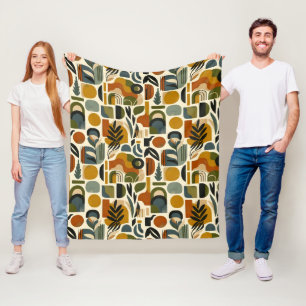 Retro Botanica Geometrica Fleece Blanket