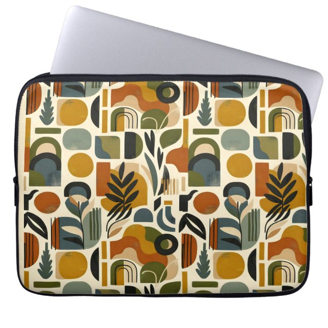 Retro Botanica Geometrica Laptop Sleeve (Front)