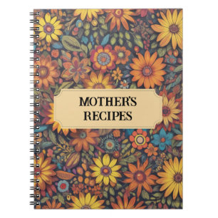 Retro Botanical Flowers Pattern  Notebook