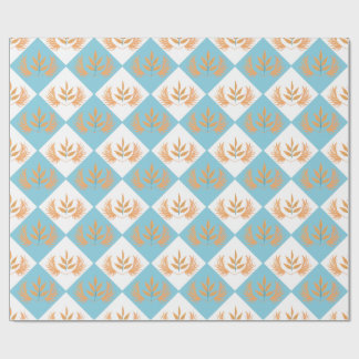Retro Botanical Geometric Pattern | Orange Floral Wrapping Paper