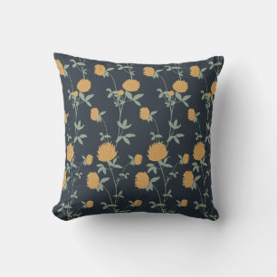 Retro Botanical Meadow Clover Midnight Garden Cushion