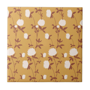 Retro Botanical Meadow Clover Retro Nostalgia Tile