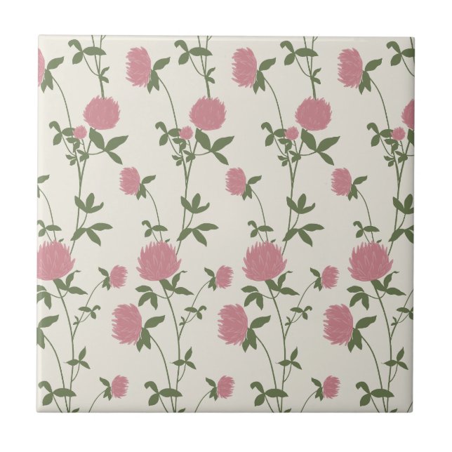 Retro Botanical Meadow Clover | Vintage Archive Tile (Front)