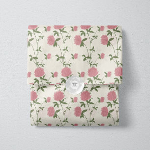 Retro Botanical Meadow Clover   Vintage Archive Tissue Paper