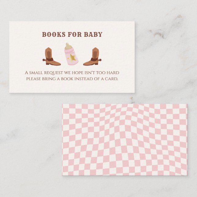 Retro Bottles and Boots Cowgirl Baby Shower Enclosure Card (Front/Back)