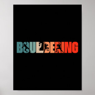 Retro Boulderer Climbing Sports Vintage Bouldering Poster