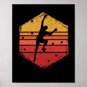 Retro bouldering climber rock poster