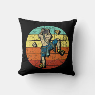 Retro Bouldering Wall Climber Rock Climbing Mounta Cushion