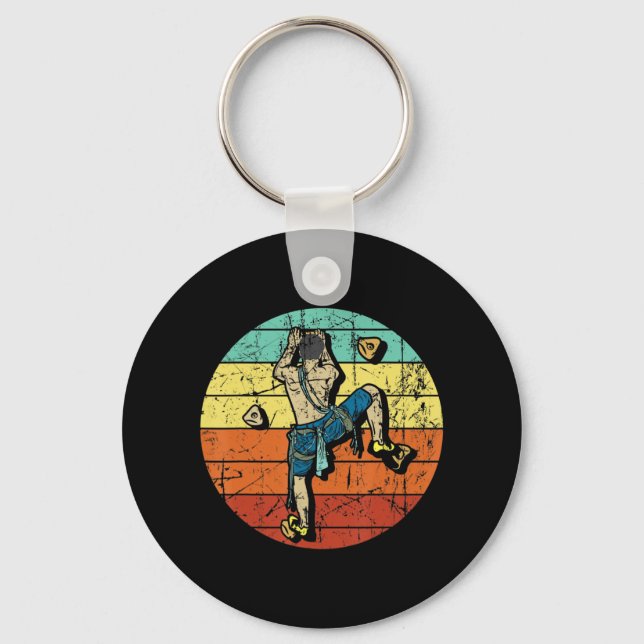 Retro Bouldering Wall Climber Rock Climbing Mounta Key Ring (Front)