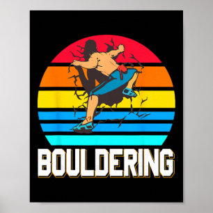 Retro Bouldering Wall Smash Indoor Climbing Scene Poster
