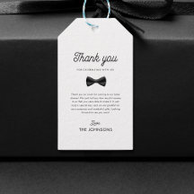 Retro Bow Tie & Balloons Boy Baby Shower Thank You