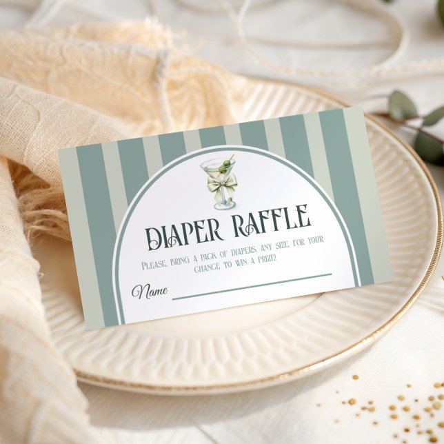 Retro Bow Tini One Martini Baby Shower Diaper Enclosure Card (Creator Uploaded)