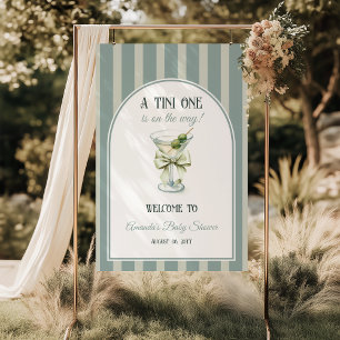 Retro Bow Tini One Martini Baby Shower Welcome Poster