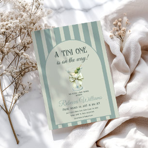 Retro Bow Tini One Olive Martini Baby Shower Invitation