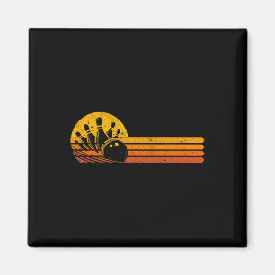 Retro Bowling 70s Bowler Sunset Vintage Bowling Lo Magnet