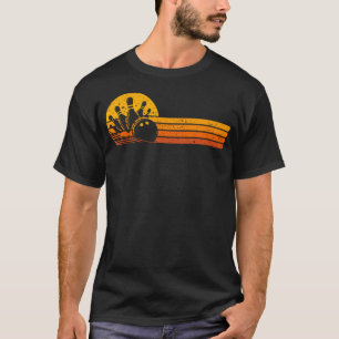 Retro Bowling 70S Bowler Sunset Vintage Bowling T-Shirt