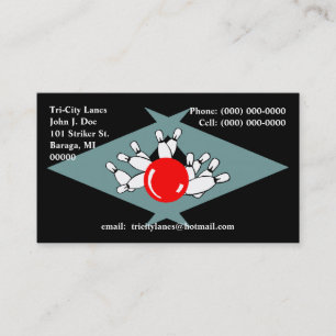 Retro Bowling Alley Lanes Sharp Boomerang pointer Business Card