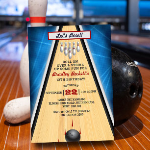 Retro Bowling Any Age Birthday Invitation