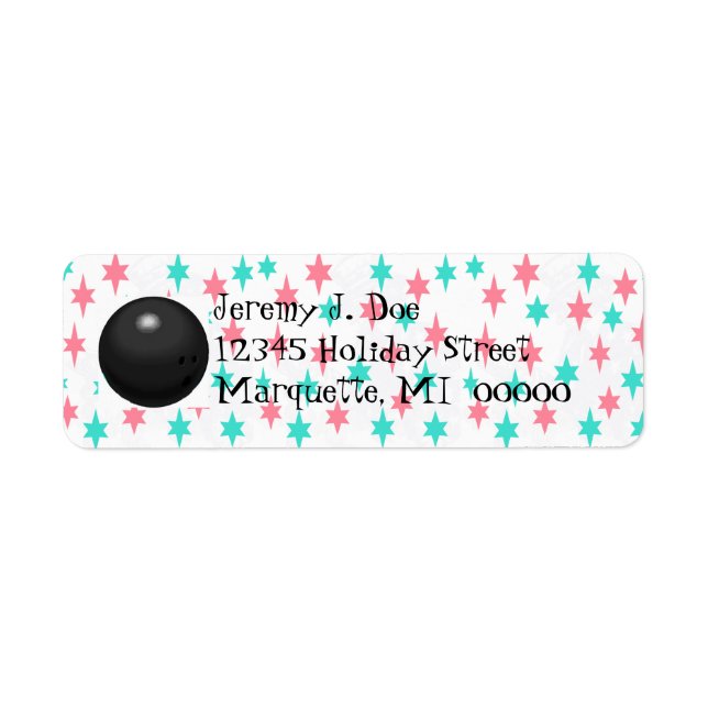 Retro Bowling Ball Bowler's Return address Labels (Front)