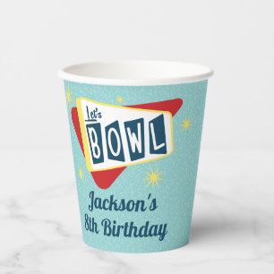 Retro Bowling Birthday Party 50's Tenpin Paper Cups