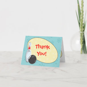 Retro Bowling Birthday Party Thank You Notes