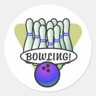 retro bowling design classic round sticker