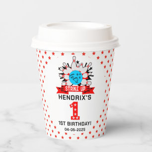 Retro Bowling Kids 1st Birthday Party Paper Cups