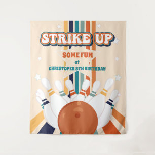 Retro Bowling kids Birthday Party Backdrop Tapestry
