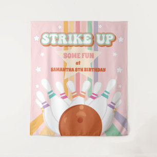 Retro Bowling kids Birthday Party Backdrop Tapestry