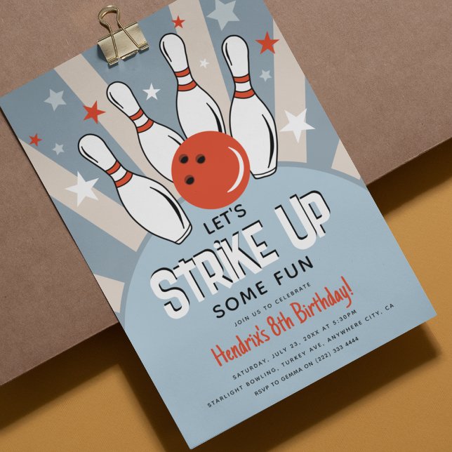 Retro Bowling Kids Birthday Party  Invitation (Creator Uploaded)