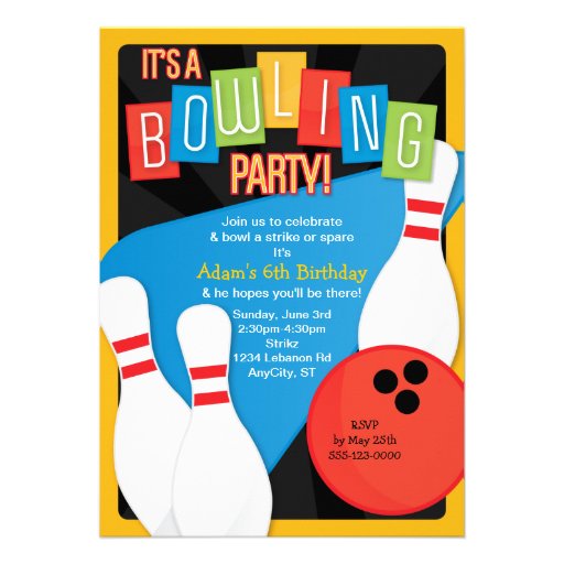 Bowling Alley Birthday Party Invitations 4