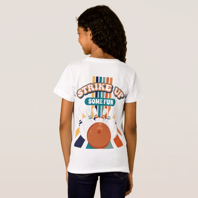 Retro Bowling kids Birthday  T-Shirt (Back Full)