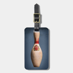 Retro Bowling King Pin on Blue, Bag Tag