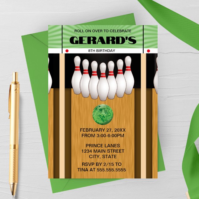 Retro Bowling Lane Birthday Party Invitation (Creator Uploaded)