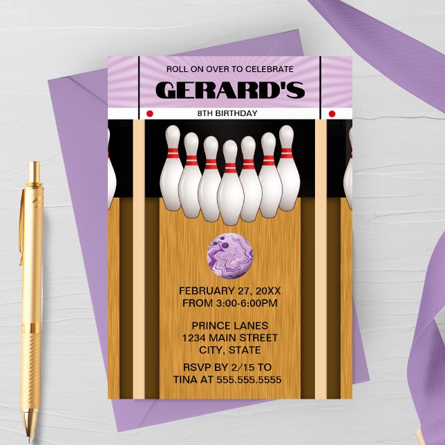 Retro Bowling Lane Birthday Party Invitation (Creator Uploaded)