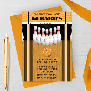 Retro Bowling Lane Birthday Party Invitation