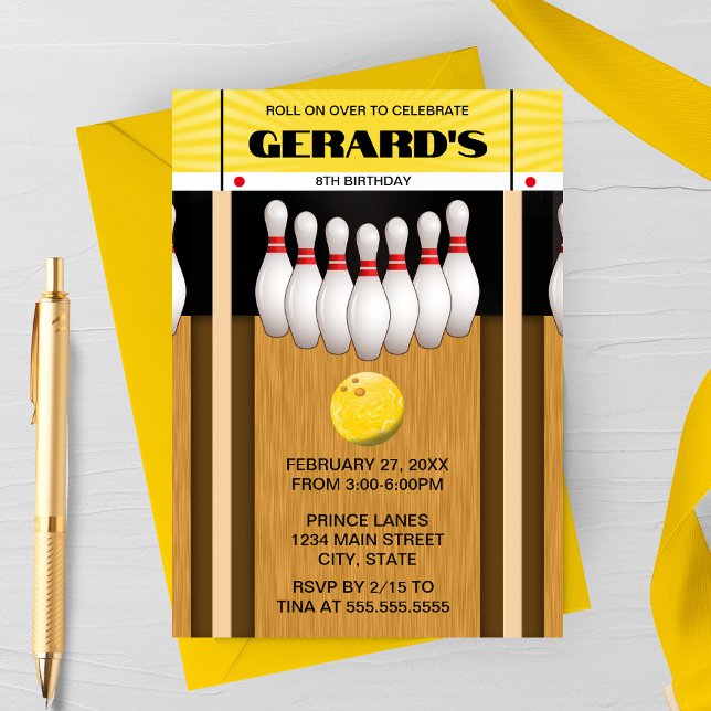 Retro Bowling Lane Birthday Party Invitation (Creator Uploaded)