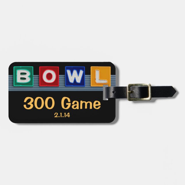 Retro Bowling Luggage Tag (Front Horizontal)