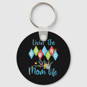 Retro Bowling Mom Bowler Queen D  Key Ring