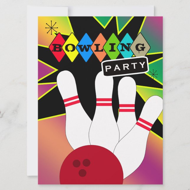 Retro Bowling Party Invitation (Front)