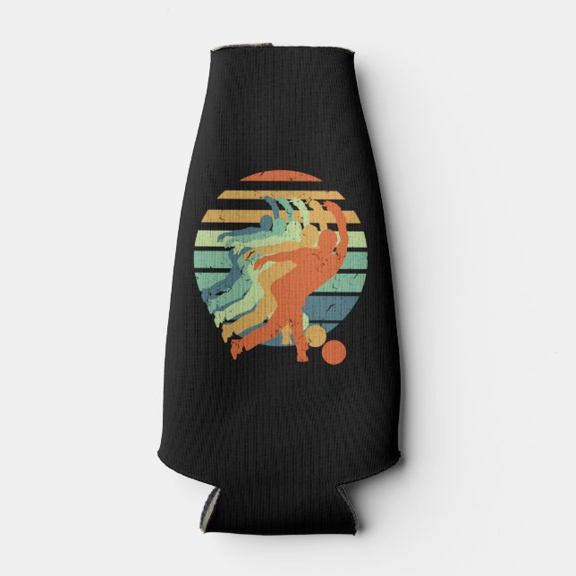 Retro Bowling Player, Bowler, Bowling Sports Lover Bottle Cooler (Front)