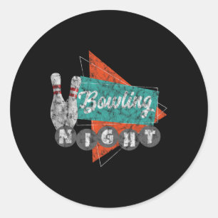 Retro Bowling T Shirt Men Women Vintage Bowling Pa Classic Round Sticker