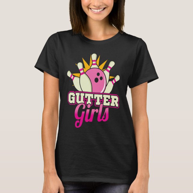 Retro Bowling Team   Gutter Girls Bowlers T-Shirt (Front)